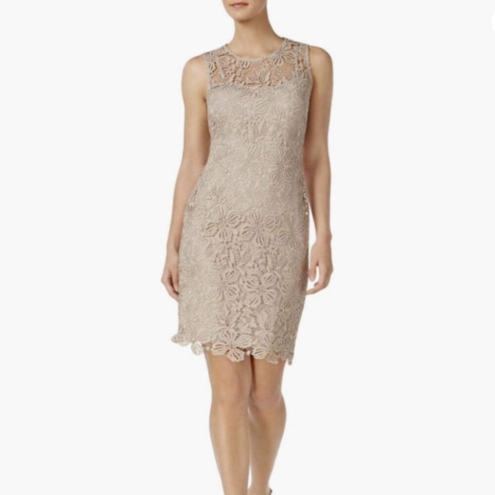 Calvin Klein Brown Sleeveless Sheath Midi Dress